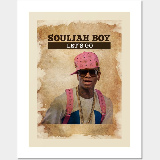 Vintage Old Paper 80s Style Soulja Boy /// Lets Go Wall Art by Madesu Art